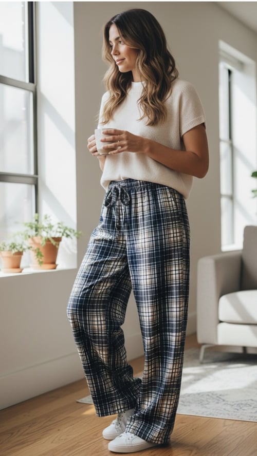 Kitty wide pants, Navy/blue w tern. Onesize 38-48. (2)