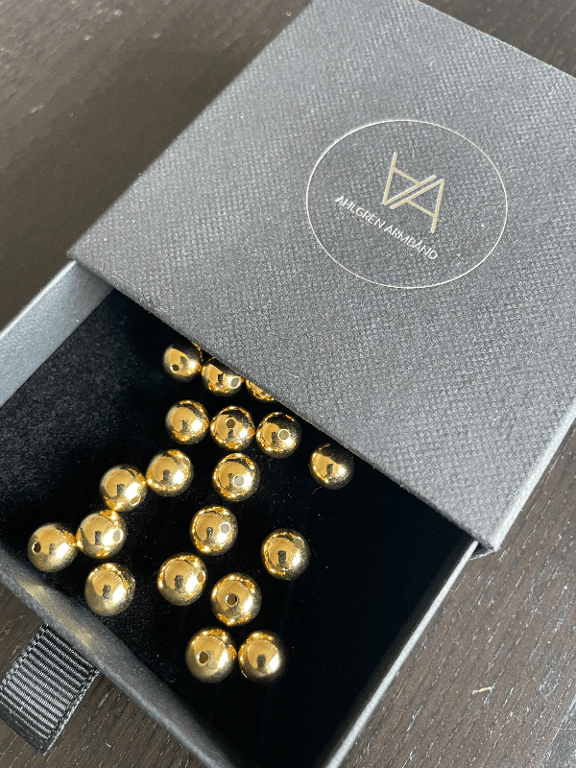 Glat perle 8 mm - 24k guld forgyldt Sterlingsølv billede 2