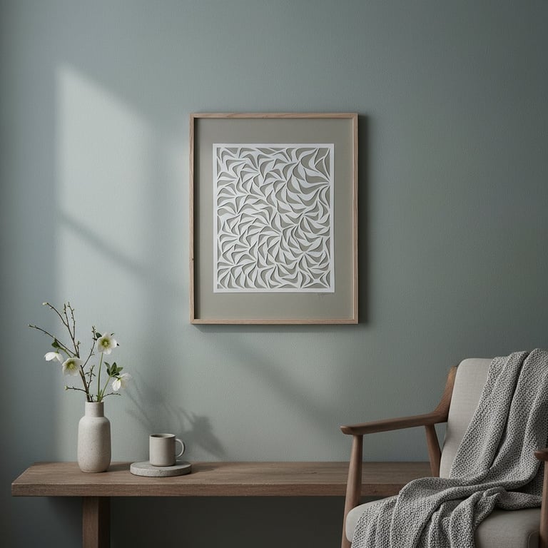 40x50cm papercut, beigegrå, indrammet  billede 3