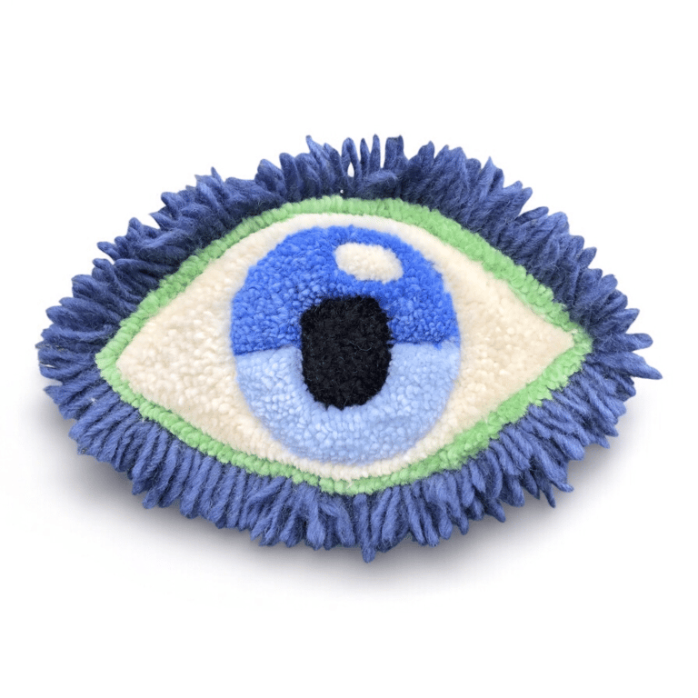 Tuftet øje som vægophæng – håndlavet i 100% uld  billede 3