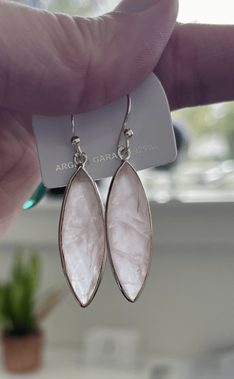 Quartz rose øreringe i Sterling sølv