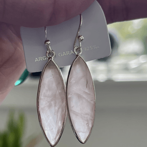 Quartz rose øreringe i Sterling sølv – produktbillede