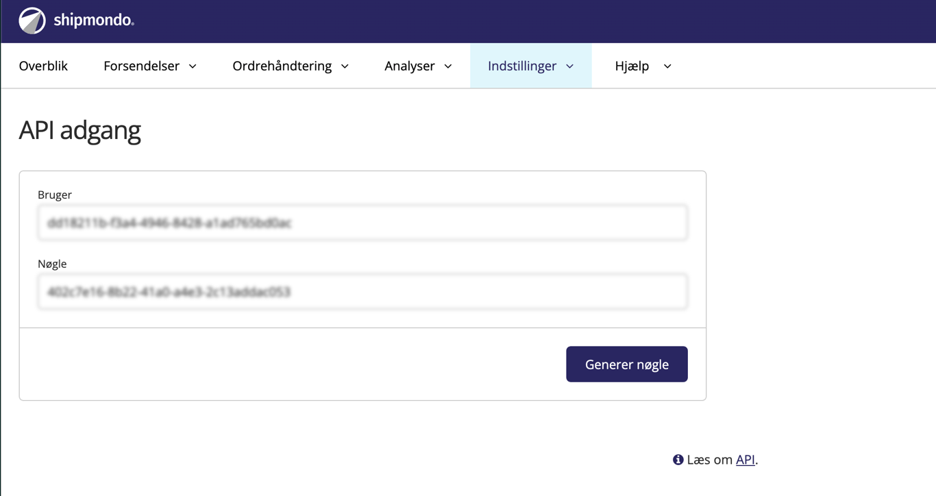 Guide til at forbinde SHUP med Shipmondo