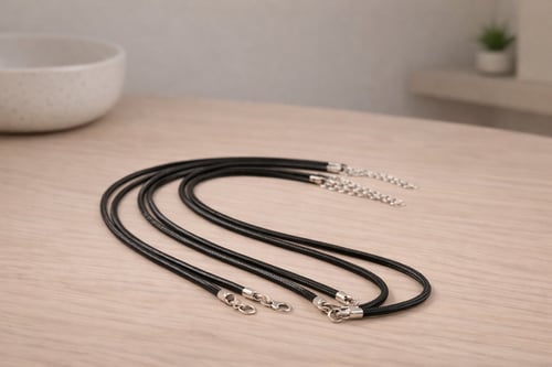 Sort vokset nylonhalskæde med forlænger