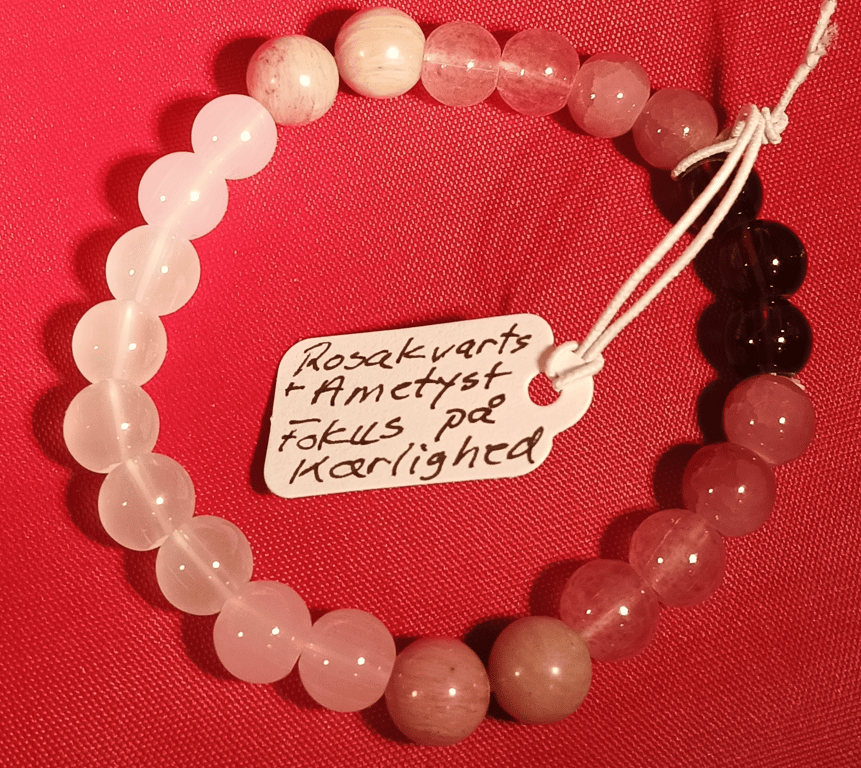 Armbånd med Ametyst og rosaquarz