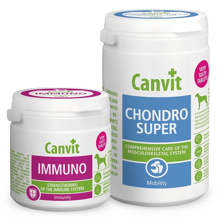 Canvit Chondro Super 230g   Canvit Immuno 100g – Kosttilskud til hund