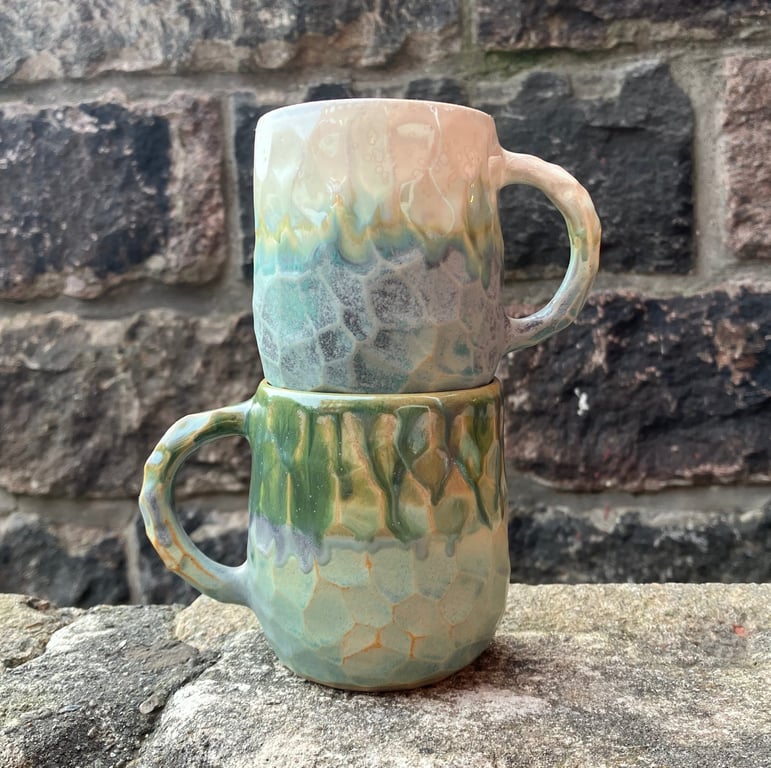 Facetskåret kop med hank billede 5