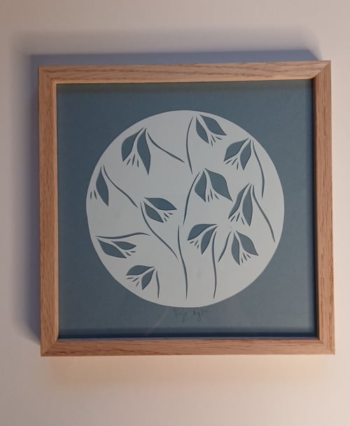 20x20cm papercut, indrammet 