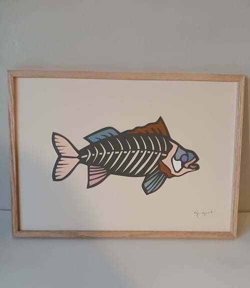 A3, indrammet papercut fisk 