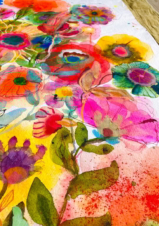 Thea - Blå kæmpe vase - original akvarel  billede 4