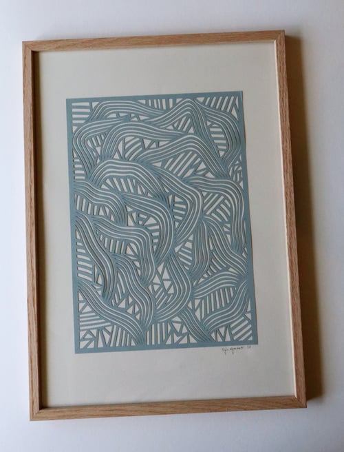 A3, papercut, dueblå, indrammet  (4)