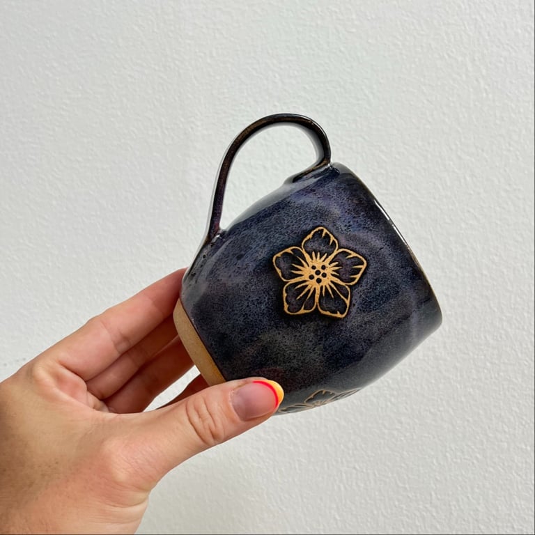 Lilla/Mørkeblå mønstret kop billede 6