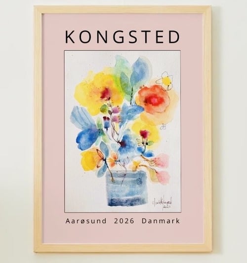 Den blå stribede vase - print af ægte akvarelmaleri (2)