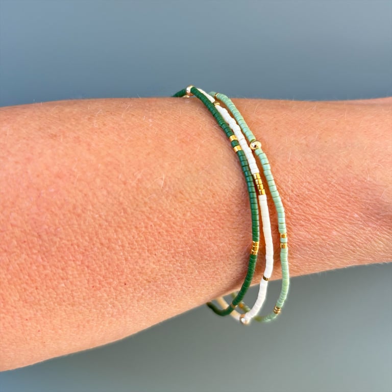 GRØN &amp; CREME MIX 3 ARMBÅND