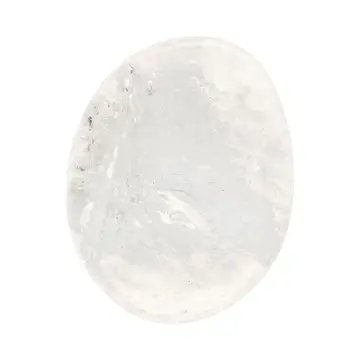 Hvid, gennemsigtig krystalsten med glat og afrundet form. (2)