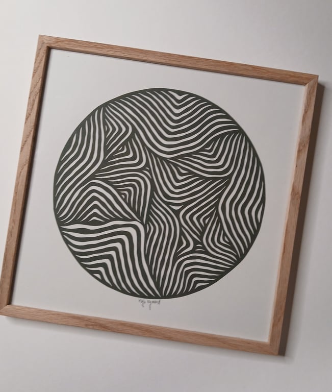 30x30cm papercut, skovgrøn, indrammet  billede 3