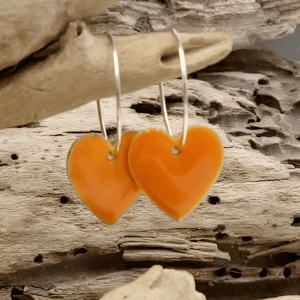 Emalje hjerter - store orange. – produktbillede