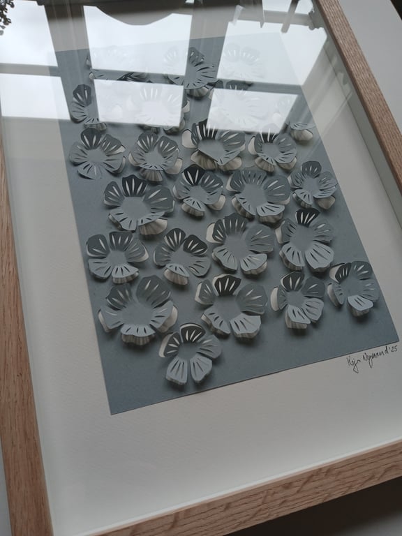 A3 - 3D papercut, dueblå, indrammet  (6)