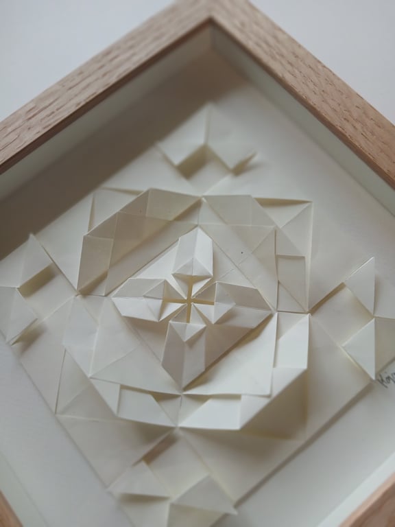 20x20cm foldet værk, naturhvid, indrammet  (3)