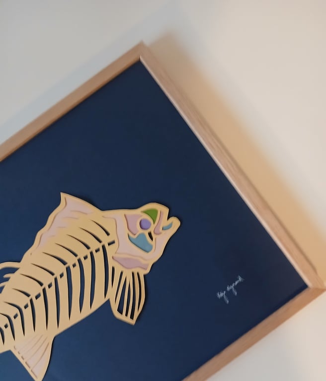 A3, indrammet papercut fisk  (3)