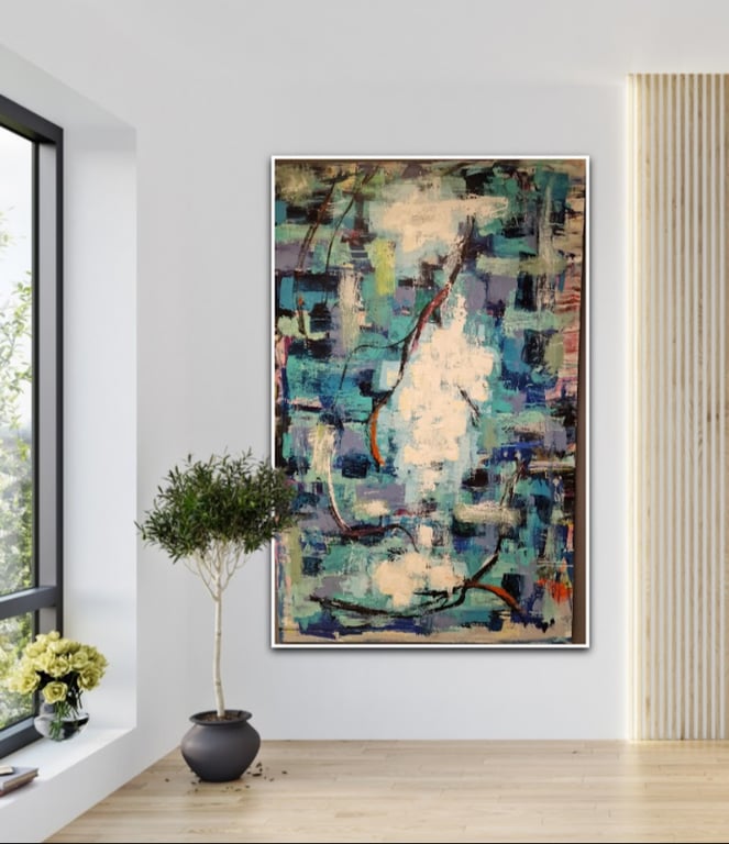 # 1152 Kunst værk 90 X 140 cm - SOLD billede 2
