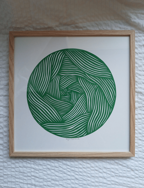 30x30cm græsgrøn, indrammet