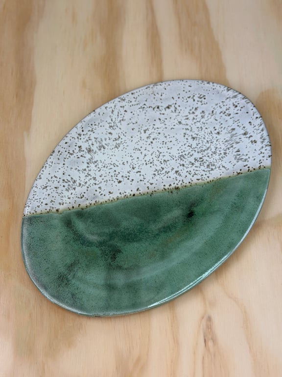 Aurora Breeze &amp; kobbergrøn Fad - 26 x 19 cm