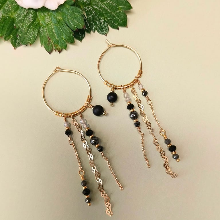 Snedronninge øreringe  sort/grå