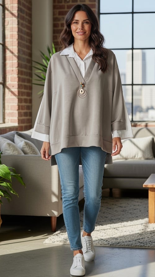 Rasmine shirt blouse 2 i 1, Latte w White shirt detalje. Onesize 36-46. (2)
