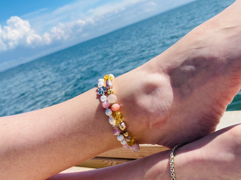 Bjergkrystal og Howlit ankelkæde billede 5