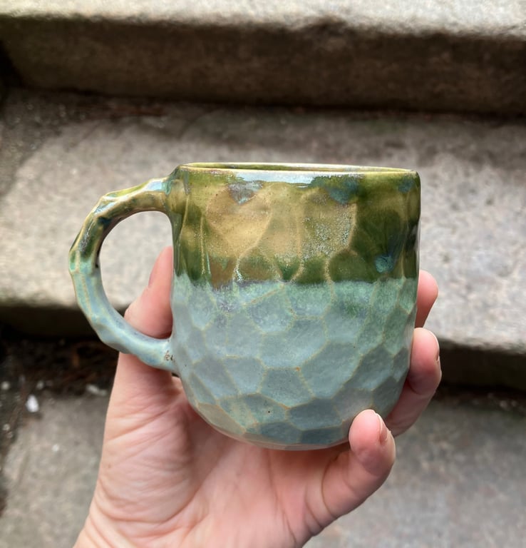 Facetskåret kop med hank billede 2