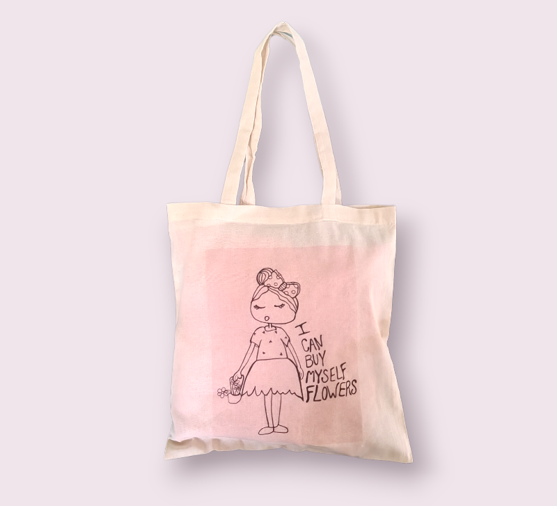 Mulepose: i can buy myself flowers Natur Rosa billede 2