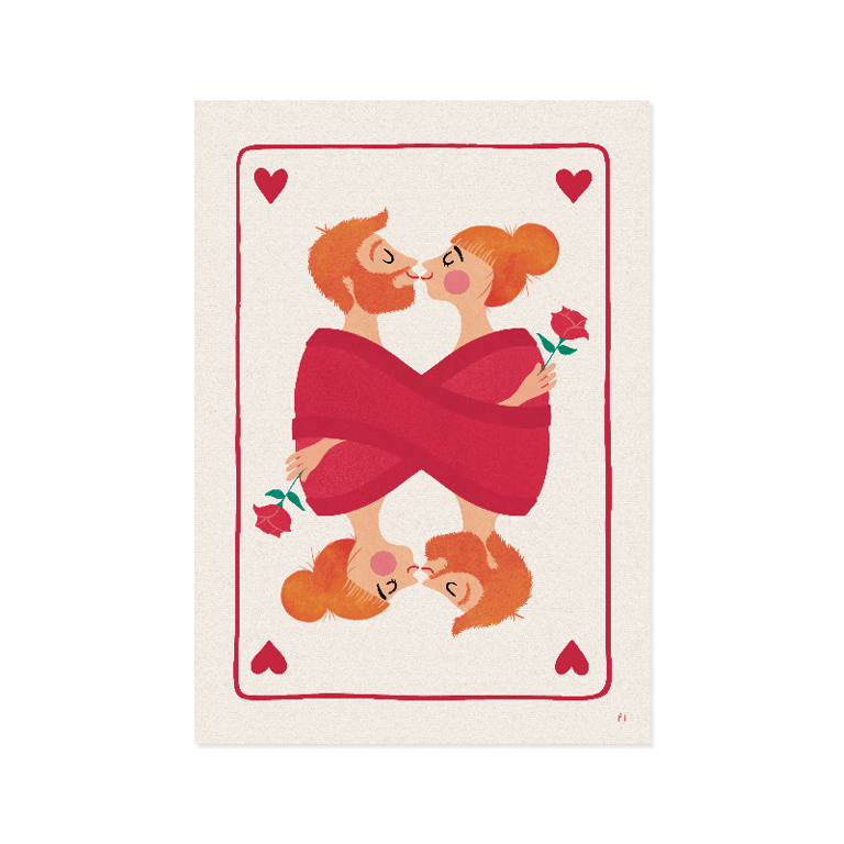 Hjerter kys – orange – plakat
