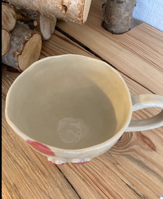 Krus med to røde hjerter og store dots. billede 2