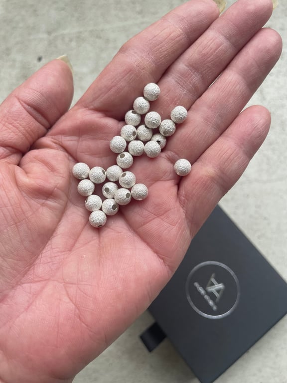 Børstet perle 6 mm - 925 Sterling sølv billede 3