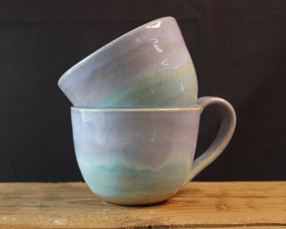 Kop, lilla og lyseblå