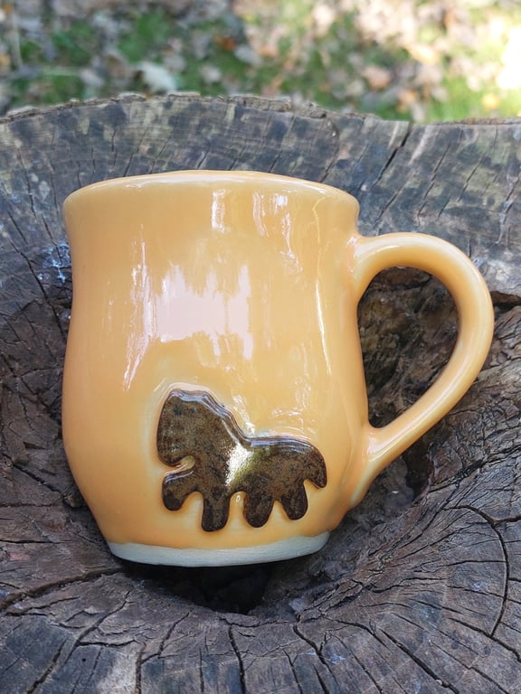 Islænder koppen i solgul med brun islænder  