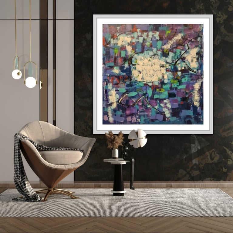 # 1157 Unikt kunstværk 120 X 120 cm SOLD