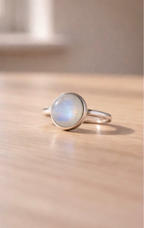 Klassisk rund ring med månesten