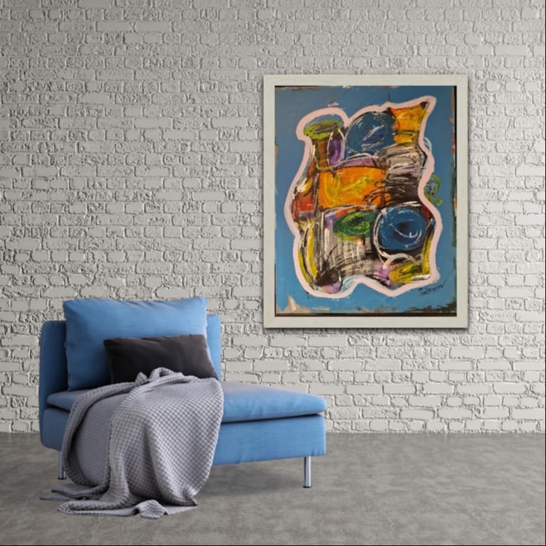 #1166 Maleri 80X100 cm M/sort ramme billede 4