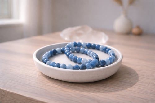 Blå Kvarts Armbånd 6 mm  (2)