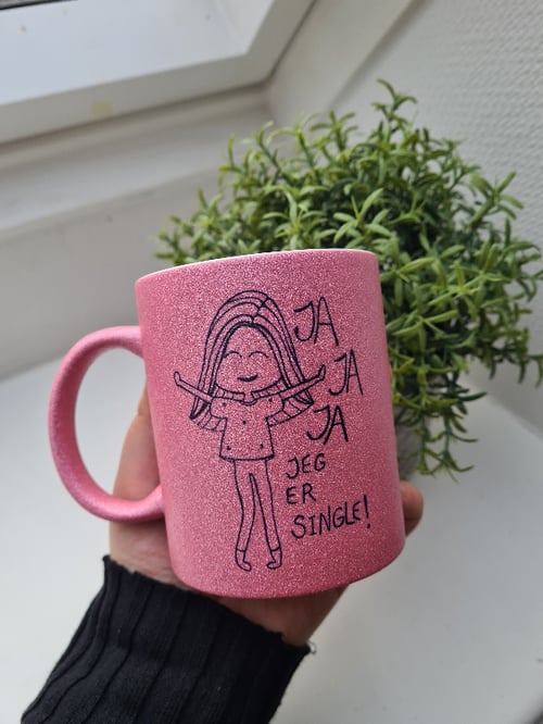 Krus: JA JA JA! jeg er single Pink Glimmer