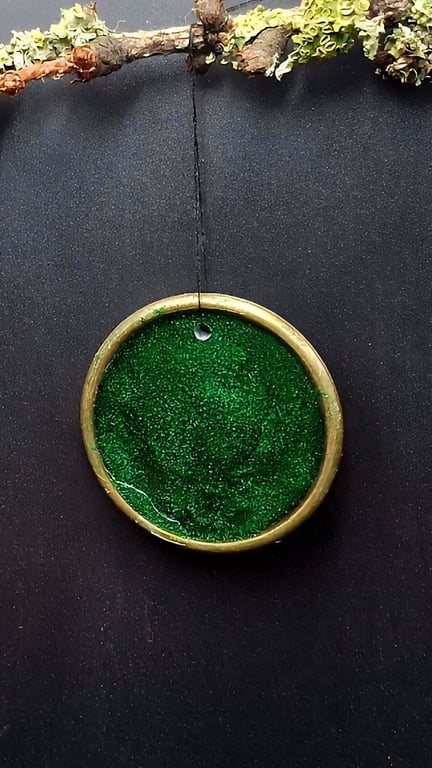 Glimmer grønt pynt - ø 4 cm