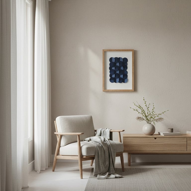 A3, 3D papirværk, Marineblå, indrammet  (3)