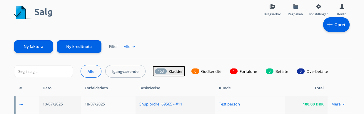 Guide til at forbinde SHUP med Dinero