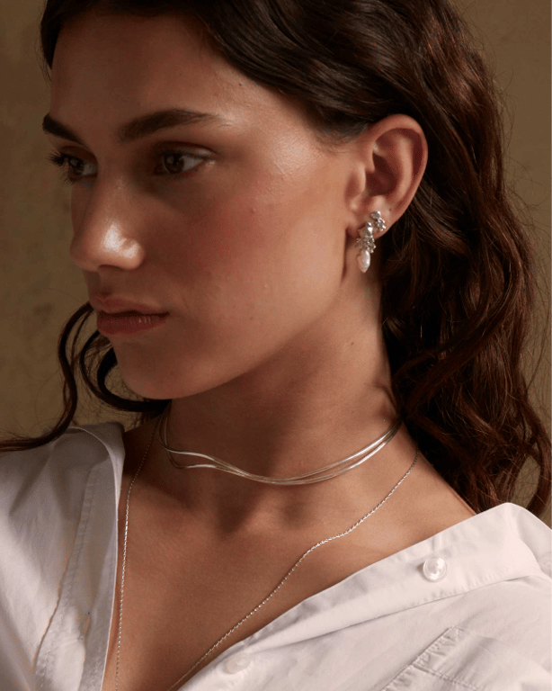 INEL Bubble Bug Pearl Earrings Silver billede 3