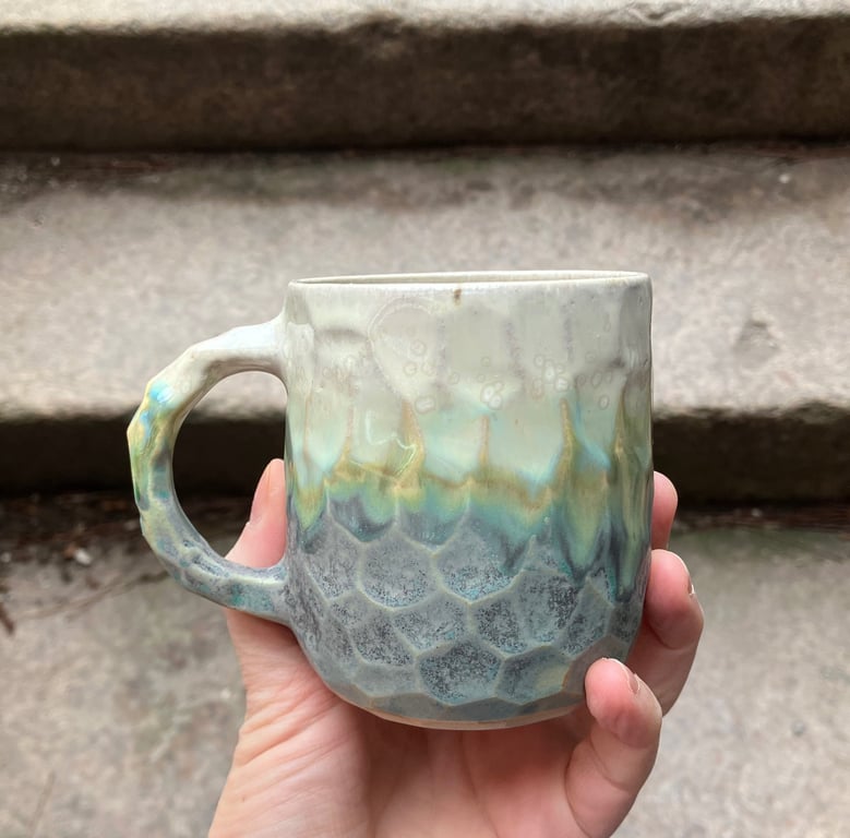 Facetskåret kop med hank billede 4