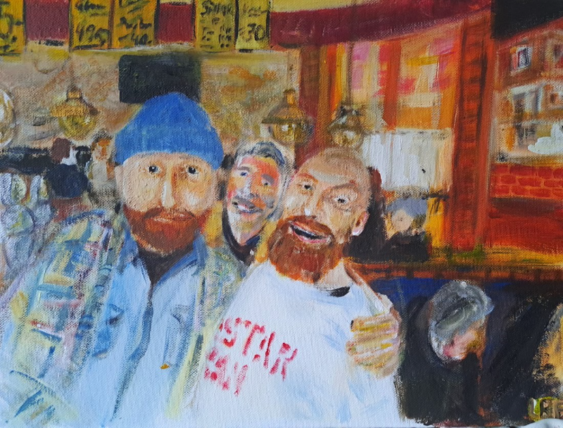  kammerater på Spunkbar, Isstedgade, 30x40 på malerplade