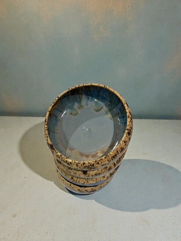 Blå Leopard Skål – håndlavet porcelæn (14 cm / 4 dl) billede 3