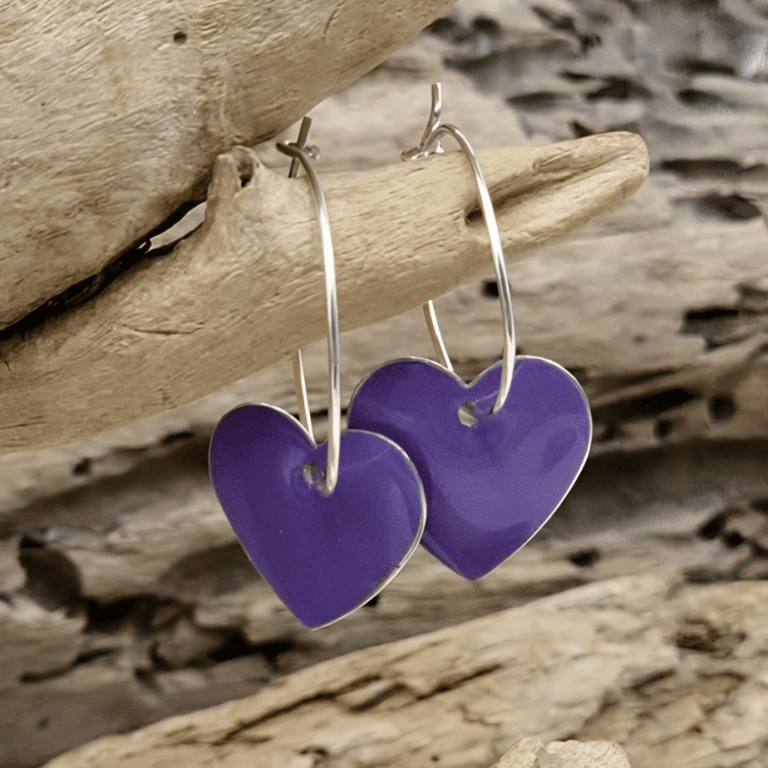 Emalje hjerter - store lilla.